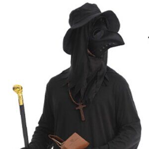 10 Piece Plague Doctor Adult Costume Set, Medium